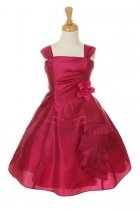 Berry Elegant Ruffle Taffeta Flower Girl Dress
